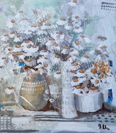 Chamomile Daydream Pittura intitolato "Chamomile Daydream" da Davit Arstamyan, Opera d'arte originale, Acrilico Montato su Telaio per barella i…