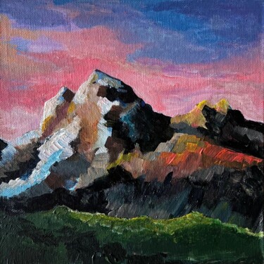 Ushba mountain acrylic painting 20x20 绘画 标题为“Ushba mountain acry…” 由Katarina Deviatkina, 原创艺术品, 丙烯