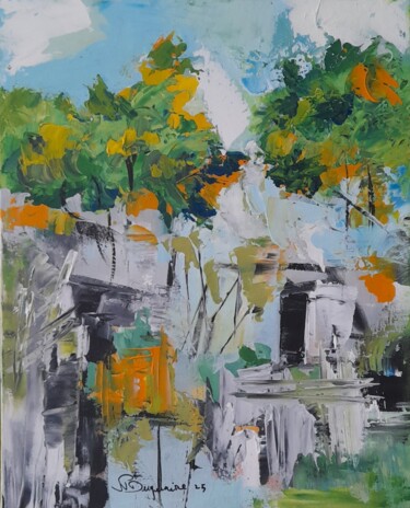 Peinture intitulée "Cimetière du père L…" par Jean-Pierre Duquaire, Œuvre d'art originale, Acrylique Monté sur Châssis en bo…