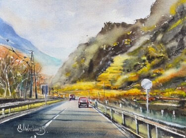 绘画 标题为“Autumn vineyards” 由Olga Melnikova, 原创艺术品, 水彩