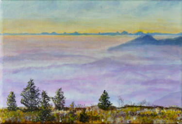 Painting titled "Un matin mauve" by Patrick Kessler, Original Artwork, Acrylic Mounted on Wood Stretcher frame