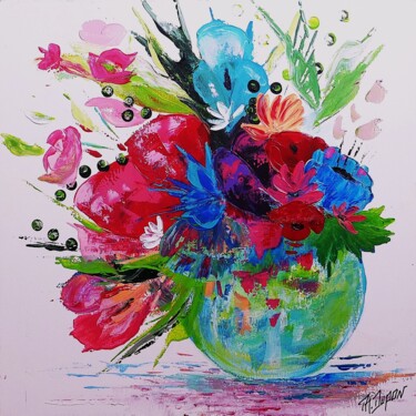 Peinture intitulée "Boule de fleur" par Marie Dupon, Œuvre d'art originale, Acrylique