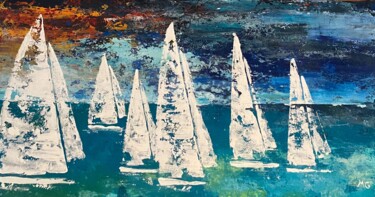 Painting titled "Océan 20 Acrylique…" by Mg, Original Artwork, Acrylic