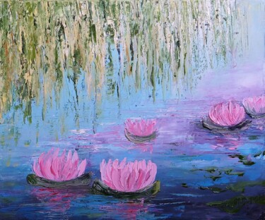 Peinture intitulée "Sur l'eau" par Marie Dupon, Œuvre d'art originale, Huile