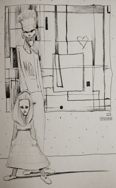 图画 标题为“Sketchy figures - 3…” 由Milto Sideris, 原创艺术品, 圆珠笔