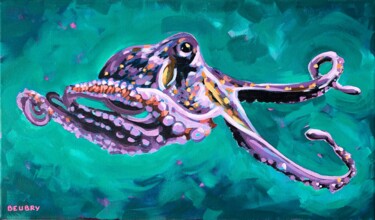 Painting titled "Octopus" by Gurvan Beubry, Original Artwork, Acrylic Mounted on Wood Stretcher frame
