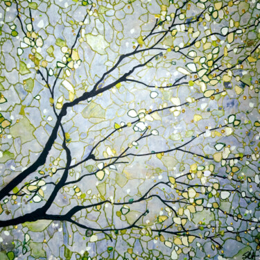 Painting titled "Souffle printanier" by Sophie Cantou, Original Artwork, Acrylic Mounted on Wood Stretcher frame