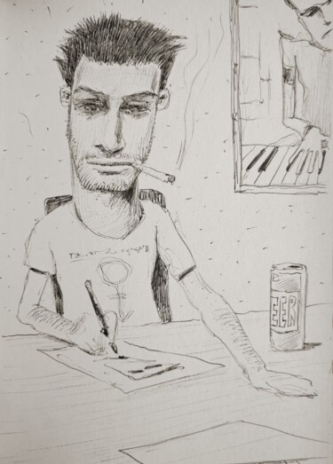 Drawing titled "Sketchy figures - 8…" by Milto Sideris, Original Artwork, Ballpoint pen