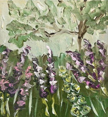 Spring floral garden Schilderij getiteld "Spring floral garden" door Kateryna Oliinyk, Origineel Kunstwerk, Olie