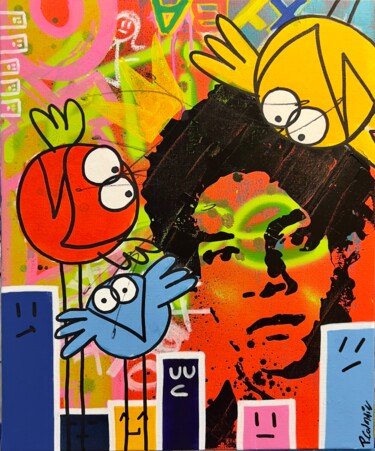 "BASQUIAT" başlıklı Tablo Pierre Colmain tarafından, Orijinal sanat, Akrilik Ahşap Sedye çerçevesi üzerine monte edilmiş