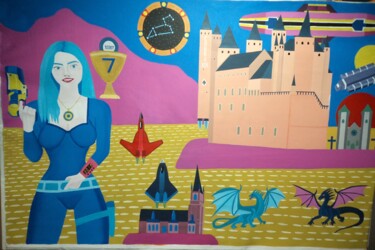Schilderij getiteld "Angel de la Iglesia…" door Raul Fernando Zambrana, Origineel Kunstwerk, Acryl Gemonteerd op Frame voor…