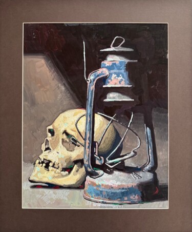 绘画 标题为“Lamp and skull” 由Matvey Dergachev, 原创艺术品, 油