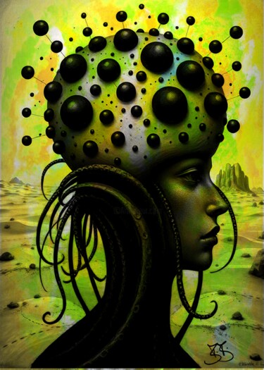 数字艺术 标题为“Face in Desert 0002” 由Burkhard Baier, 原创艺术品, 2D数字工作