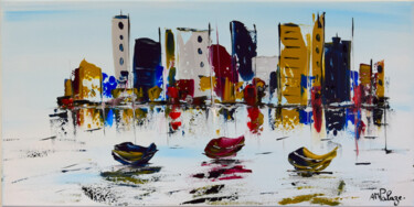 Peinture intitulée "Ville Côtière" par Anne Marie Palaze, Œuvre d'art originale, Acrylique