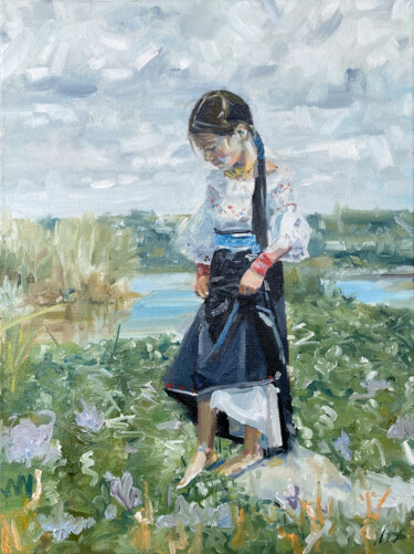 Картина под названием "Water flower" - Dina Marchenko, Подлинное произведение искусства, Масло Установлен на Деревянная рама…
