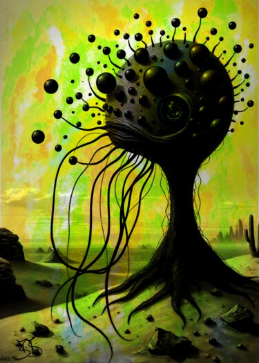 数字艺术 标题为“Face in Desert 0011” 由Burkhard Baier, 原创艺术品, 2D数字工作
