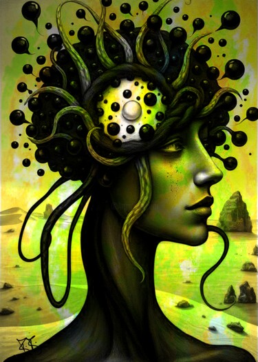 数字艺术 标题为“Face in Desert 0012” 由Burkhard Baier, 原创艺术品, 2D数字工作