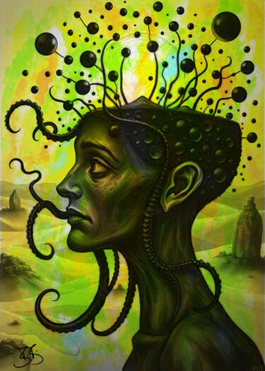 数字艺术 标题为“Face in Desert 0021” 由Burkhard Baier, 原创艺术品, 2D数字工作