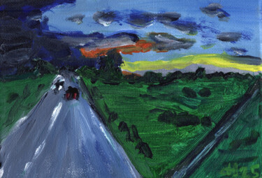 Malerei mit dem Titel "Abendstimmung auf d…" von Dieter Hamm, Original-Kunstwerk, Acryl Auf Keilrahmen aus Holz montiert