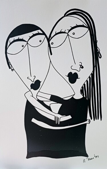 Desenho intitulada "Wonderful amistad" por Raquel Ruth Martos Martinez, Obras de arte originais, Acrílico