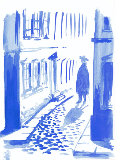 Der Besucher. Desenho intitulada "Der Besucher." por Götz Wiedenroth, Obras de arte originais, Aquarela