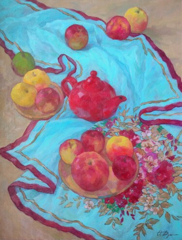 绘画 标题为“Still life with app…” 由Olga Dumskaya, 原创艺术品, 油