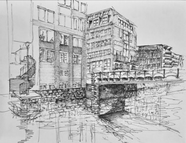 Zeichnungen mit dem Titel "Hamburg" von Anton Popov, Original-Kunstwerk, Tinte