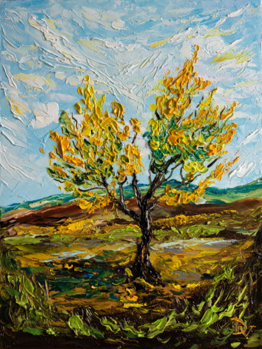 Golden Serenity Painting titled "Golden Serenity" by Vladyslav Durniev, Original Artwork, Oil Mounted on Wood Stretcher frame