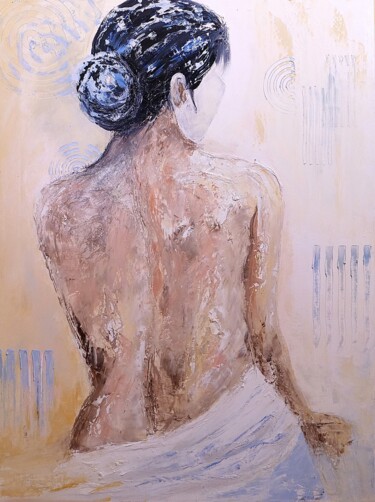 Painting titled "Fleur de jasmin" by Marie Dupon, Original Artwork, Oil