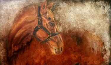 绘画 标题为“Vor dem Reiten” 由Eva Vogt, 原创艺术品, 油 安装在木质担架架上