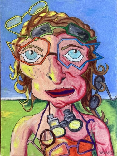 Peinture intitulée "LA PEPETTE AUX LUNE…" par Philippe Savage, Œuvre d'art originale, Pastel