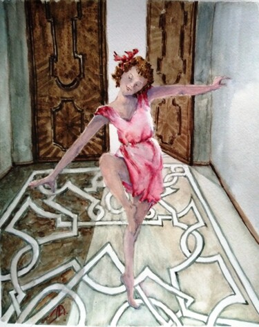 Peinture intitulée "Pas de danse" par Lidia Marinova, Œuvre d'art originale, Aquarelle