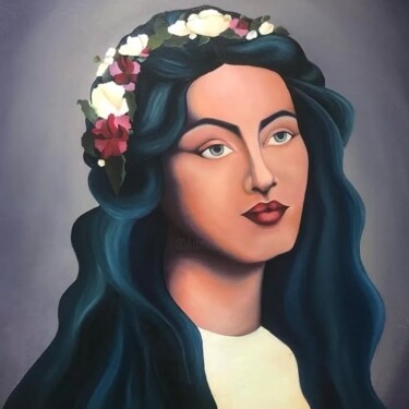 Pintura intitulada "Amália" por Typhanie Pereira (Maison.xii), Obras de arte originais, Óleo Montado em Armação em madeira
