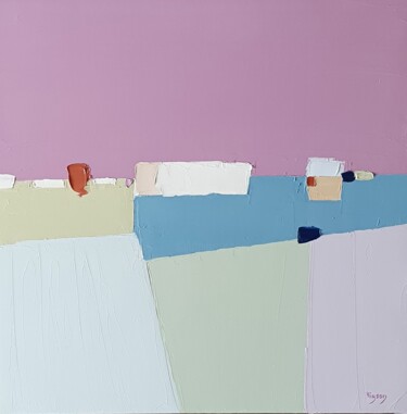 Painting titled "Tendrement" by Sandrine Hirson, Original Artwork, Oil Mounted on Wood Stretcher frame