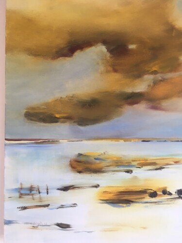 Wolkenspiegelung Painting titled "Wolkenspiegelung" by Wolfgang Scholtz, Original Artwork, Oil Mounted on Wood Stretcher frame