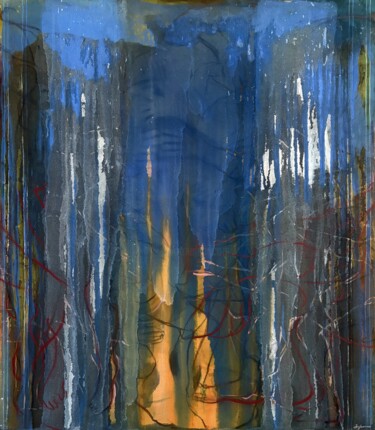 Pittura intitolato "Displaced Realities…" da Gela Mikava, Opera d'arte originale, Acrilico