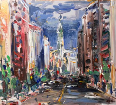 PHILADELPHIA PKWY IMPRESSIONS Pittura intitolato "PHILADELPHIA PKWY I…" da Altin Furxhi, Opera d'arte originale, Acrilico Montato su Cartone