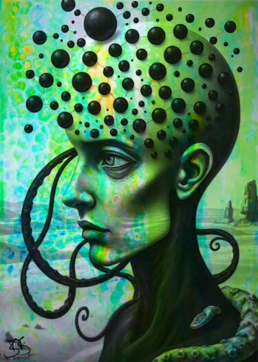 数字艺术 标题为“Face in Desert 0037” 由Burkhard Baier, 原创艺术品, 2D数字工作