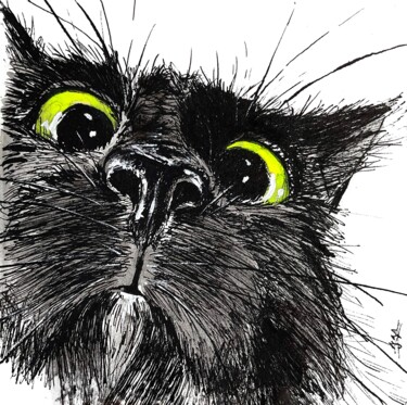 "Who’s There?" başlıklı Tablo Julie Wintertale tarafından, Orijinal sanat, Mürekkep