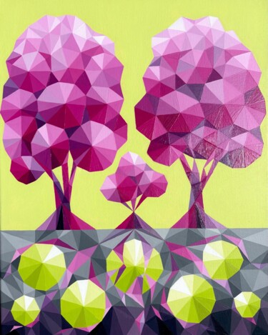 FUCHSIA ABSTRACT PEDIGREE Pittura intitolato "FUCHSIA ABSTRACT PE…" da Maria Tuzhilkina, Opera d'arte originale, Acrilico Montato su Telaio per barell…