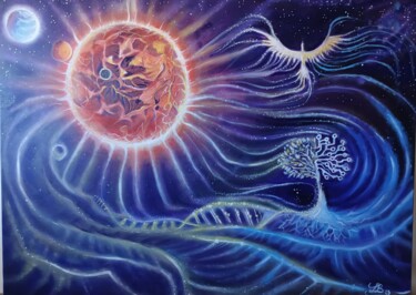 Malerei mit dem Titel "ARBRE GENIALOGIQUE" von Sarah Bouzaglou Boissin, Original-Kunstwerk, Öl Auf Keilrahmen aus Holz monti…