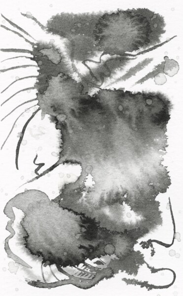 绘画 标题为“ktulkhu #2 – black…” 由Lya Helia, 原创艺术品, 墨