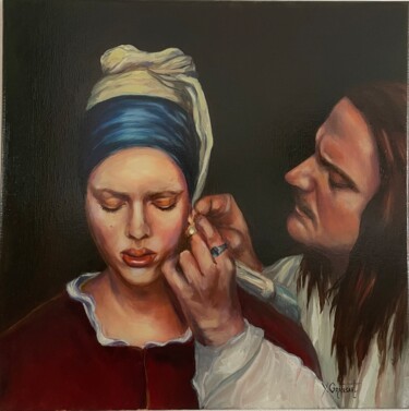 Dans l’atelier de Vermeer Peinture intitulée "Dans l’atelier de V…" par Yuliya Gransart, Œuvre d'art originale, Huile Monté sur Châssis en bois