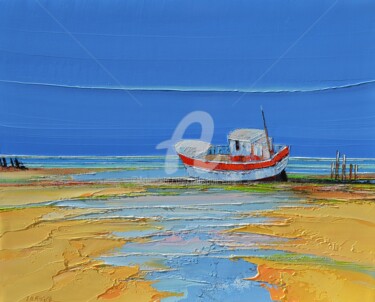 Painting titled "PROCHAINE MAR2E" by Christian Eurgal, Original Artwork, Oil Mounted on Wood Stretcher frame