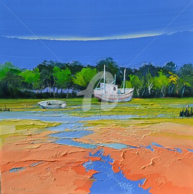 Painting titled "le grand repos" by Christian Eurgal, Original Artwork, Oil Mounted on Wood Stretcher frame