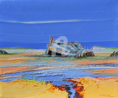 Painting titled "coque en bois" by Christian Eurgal, Original Artwork, Oil Mounted on Wood Stretcher frame