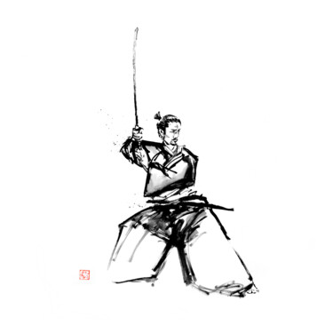 绘画 标题为“samourai en garde s…” 由Péchane, 原创艺术品, 墨