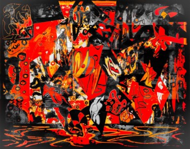 Arts numériques intitulée "Molten lava" par Zykram, Œuvre d'art originale, Travail numérique 2D Monté sur Châssis en bois