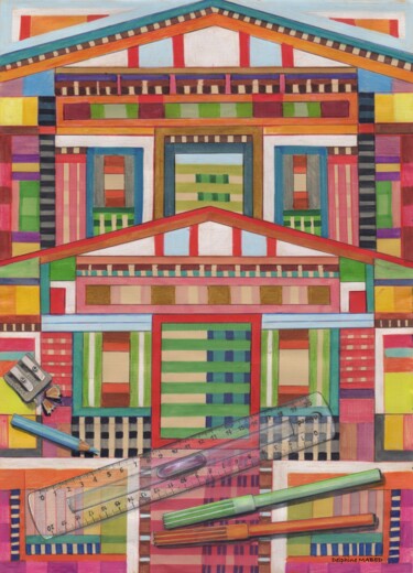 Dessin intitulée "chalet N° 15" par Delphine Mabed, Œuvre d'art originale, Marqueur