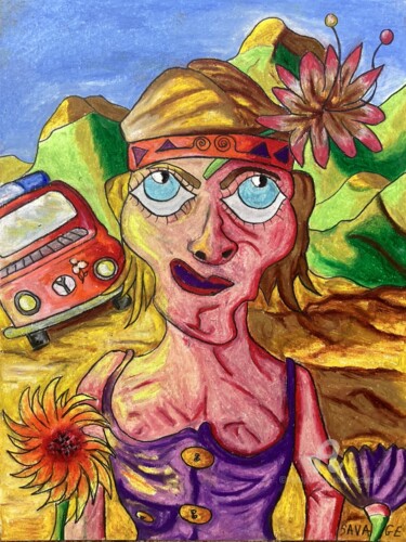 Peinture intitulée "LA. PEPETTE FLOWERS…" par Philippe Savage, Œuvre d'art originale, Pastel